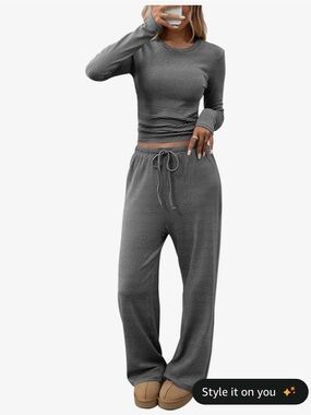 Black&White Striped Long Sleeve Lounge Set